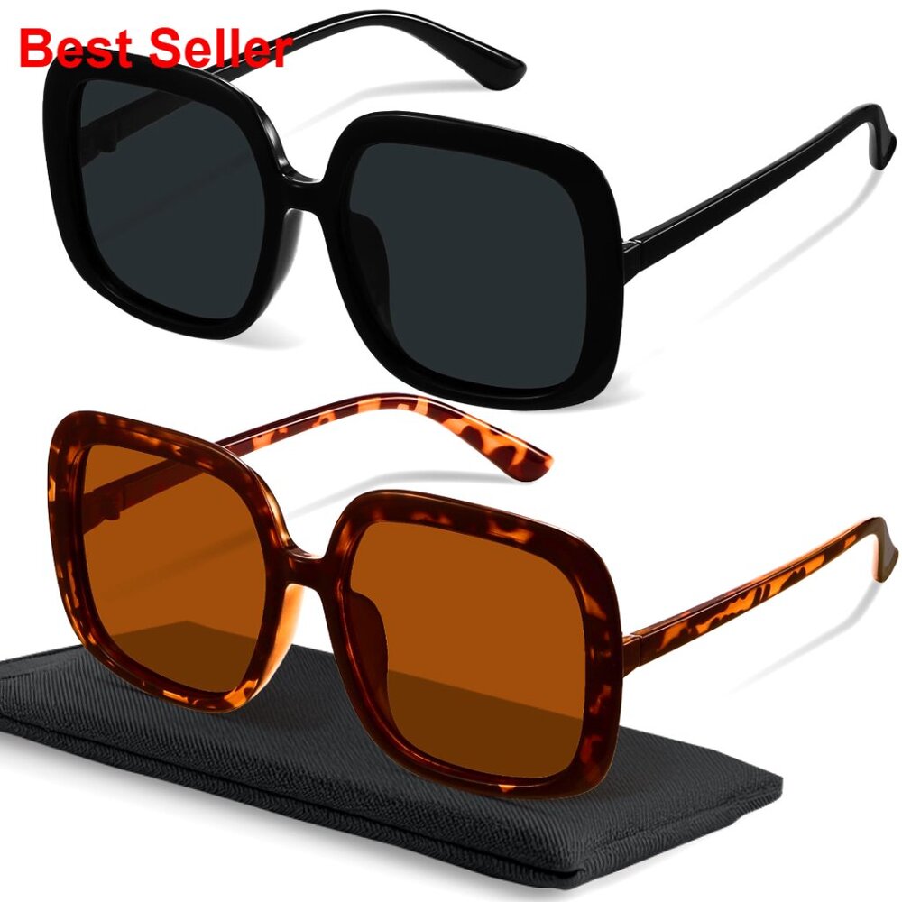 Oversized Polarized Sunglasses, Retro Aviator Frames, Uv400 Protection